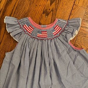 Silly Goose girls smocked flag dress sz 6x